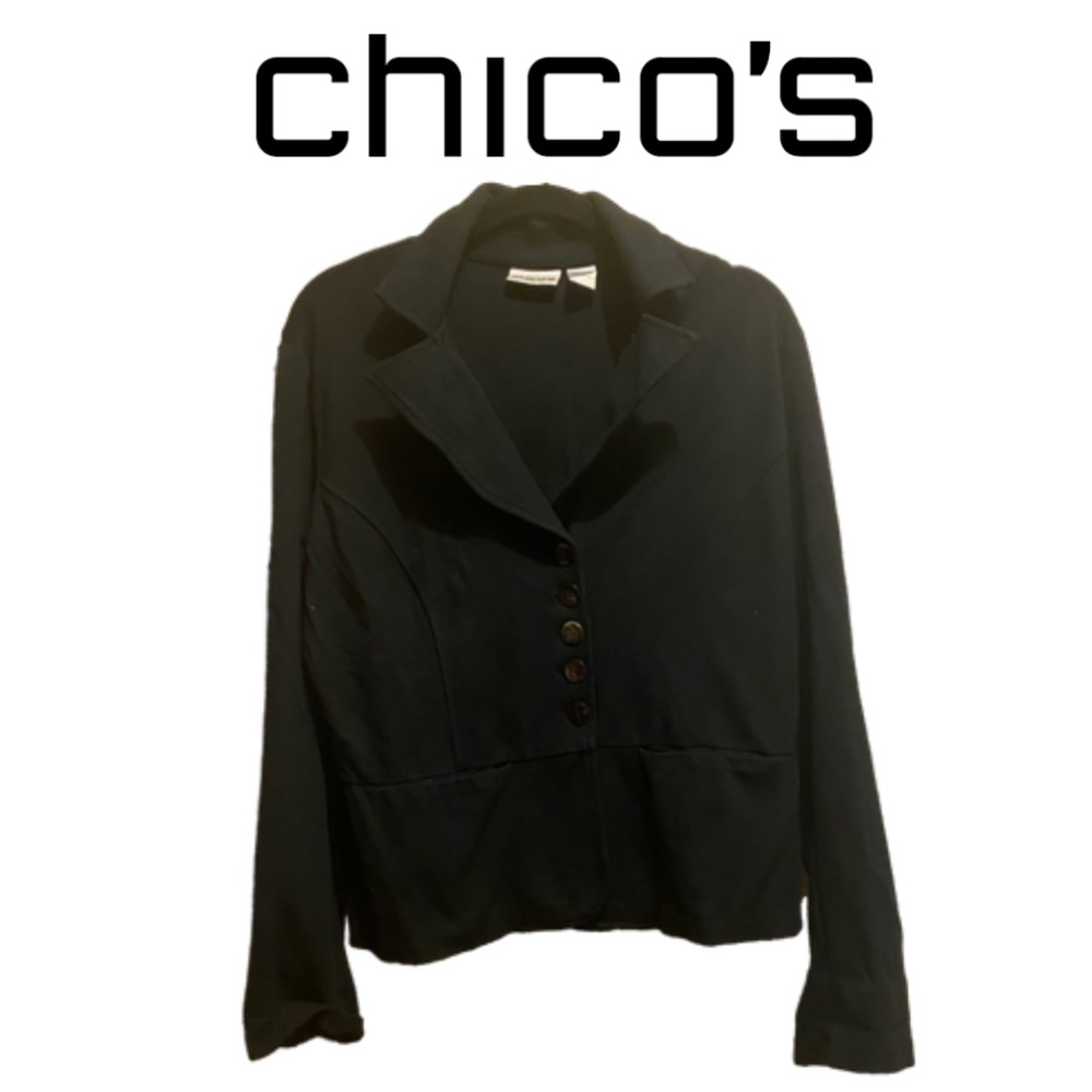 Chicos Black Soft Stretchy Blazer Size Chico's Size 1 (equal to M, 8/10)